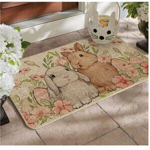 NWT Rabbit Flower Easter Doormat